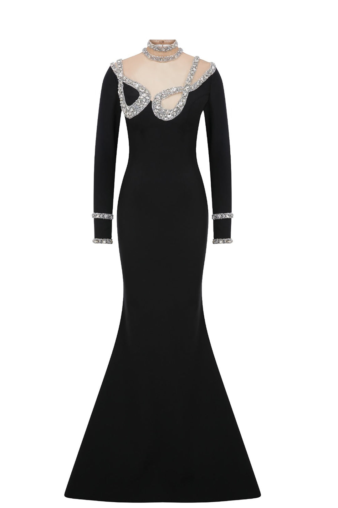 Asymmetrical Crepe Dress with Tassels