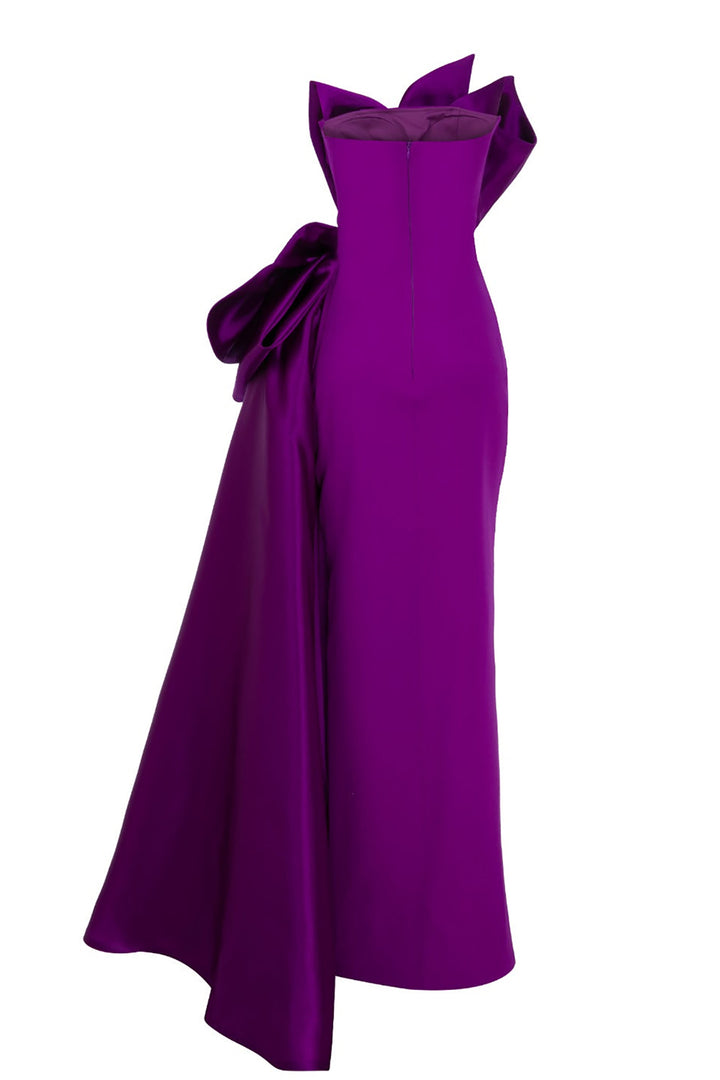 Crepe Brocard Dress with Draped Bust