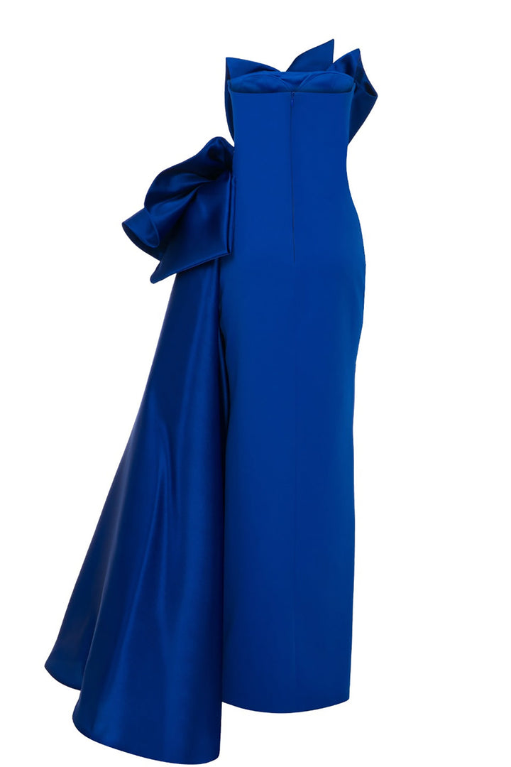 Crepe Brocard Dress with Draped Bust