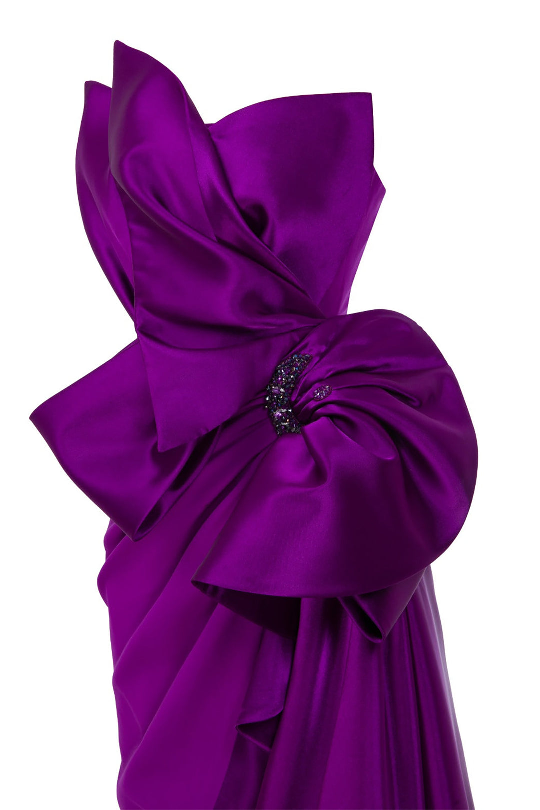 Crepe Brocard Dress with Draped Bust