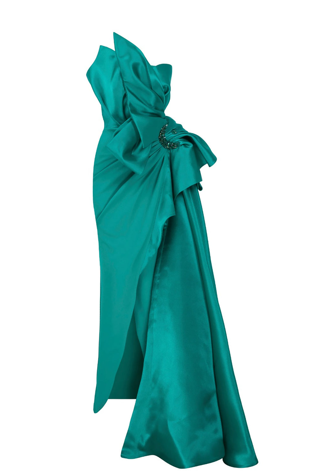 Crepe Brocard Dress with Draped Bust
