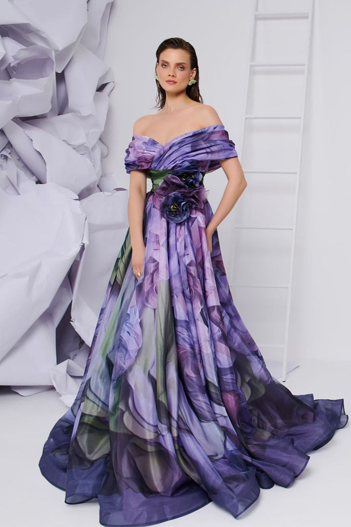 Digital-Print Strapless Dress