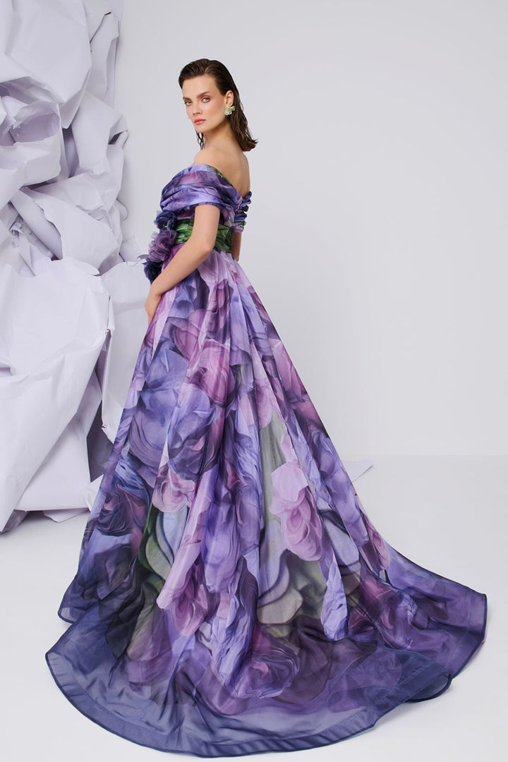 Digital-Print Strapless Dress