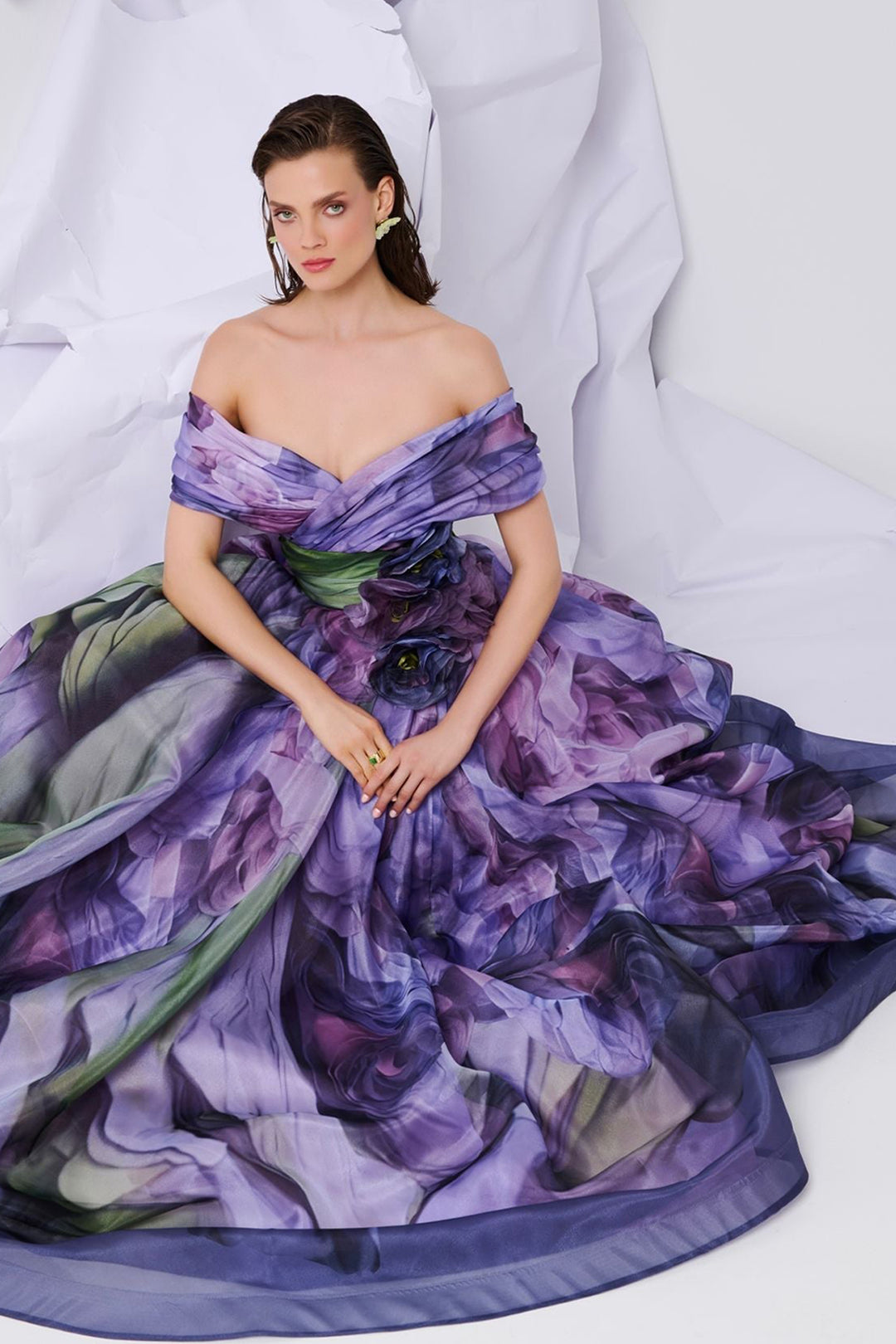 Digital-Print Strapless Dress