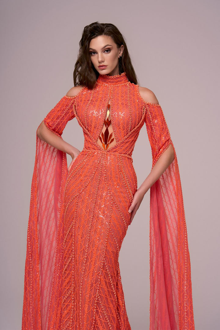 Mermaid Dress with Off-The-Shoulder Cutouts