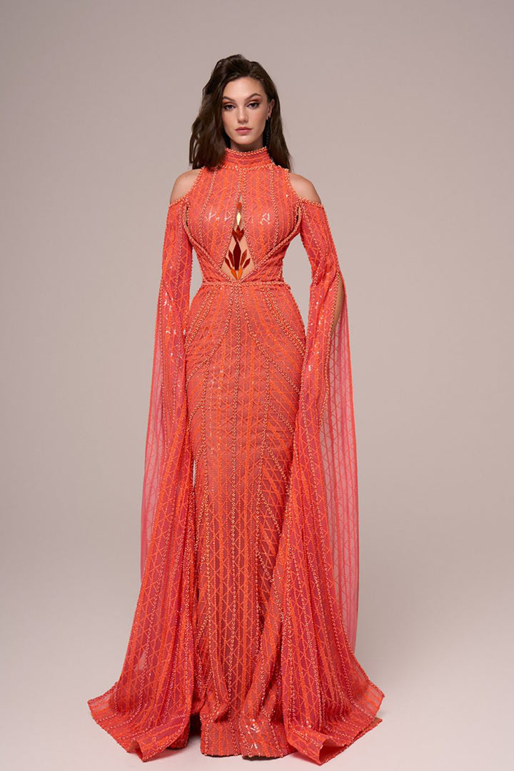 Mermaid Dress with Off-The-Shoulder Cutouts