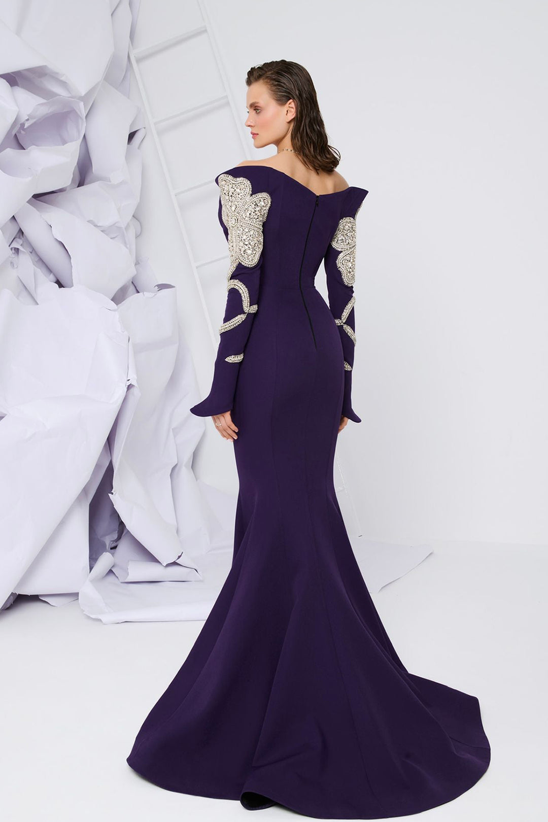 Tassel-Embellished Crepe Dress