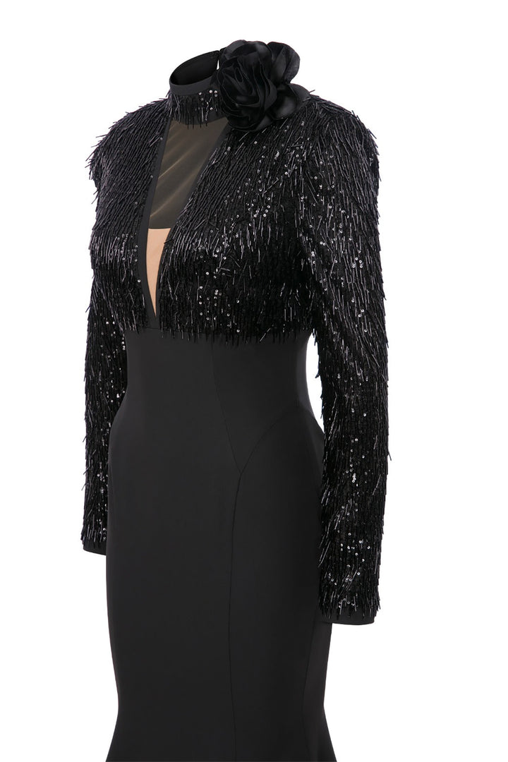 Beaded Tulle Mermaid Dress