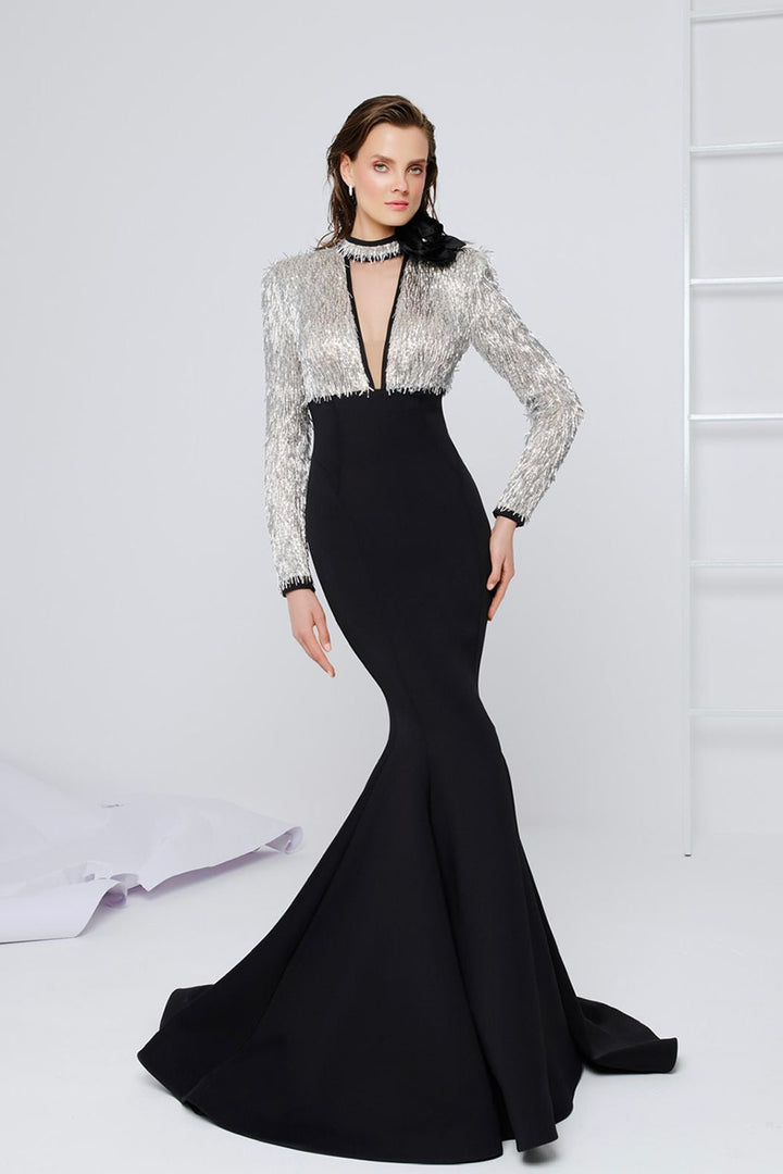 Beaded Tulle Mermaid Dress