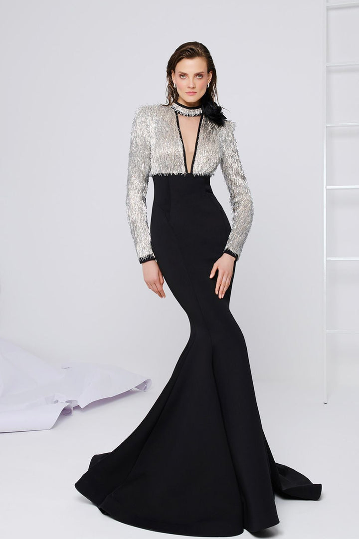 Beaded Tulle Mermaid Dress