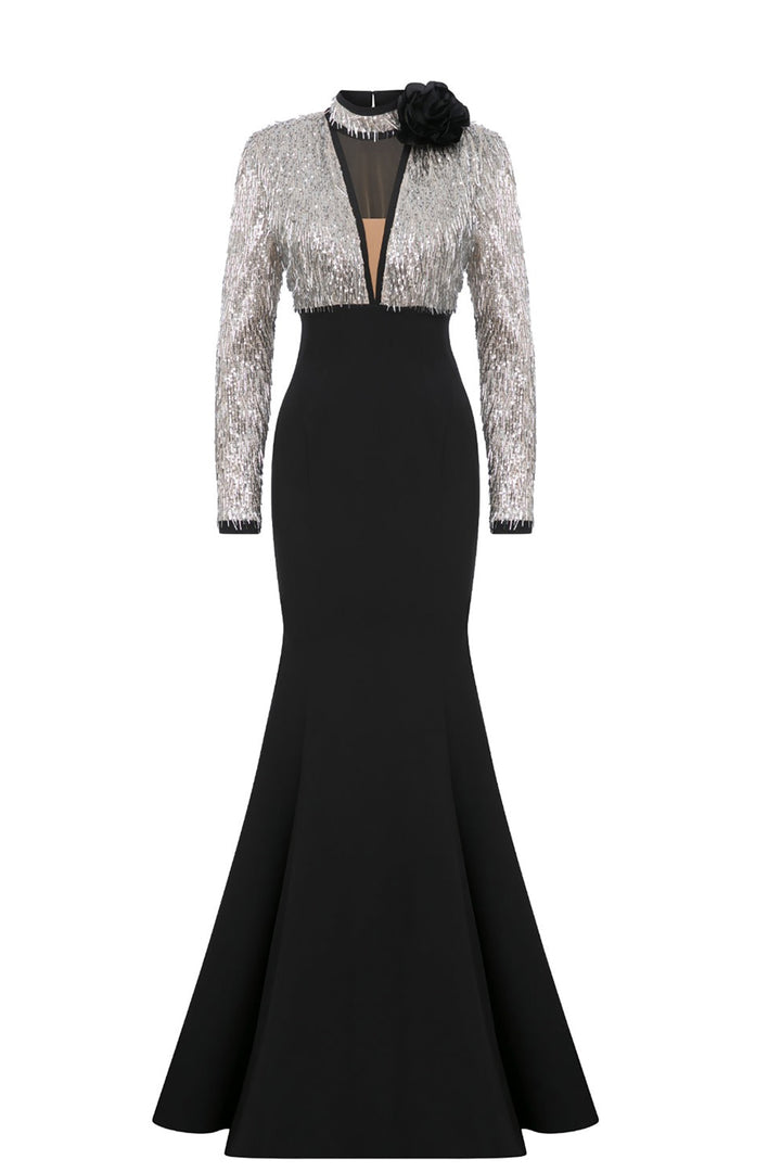 Beaded Tulle Mermaid Dress