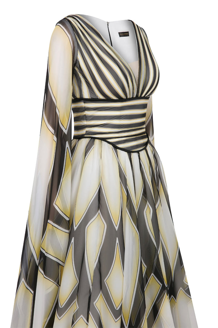 Wrapped Cape-Front A-line Dress