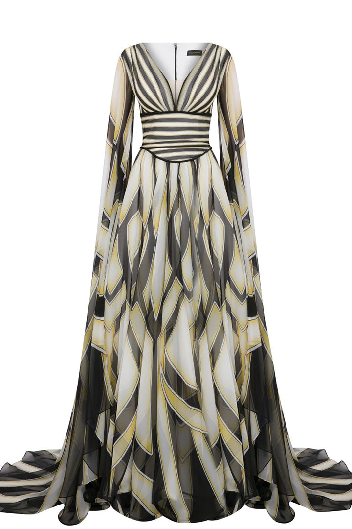 Wrapped Cape-Front A-line Dress