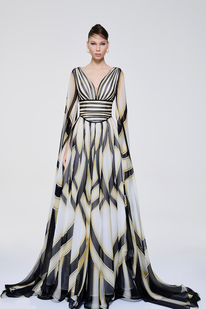 Wrapped Cape-Front A-line Dress