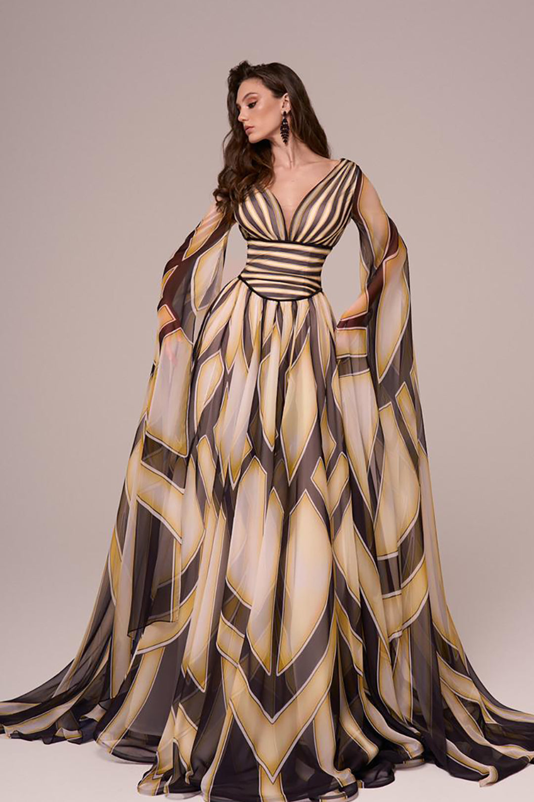 Wrapped Cape-Front A-line Dress