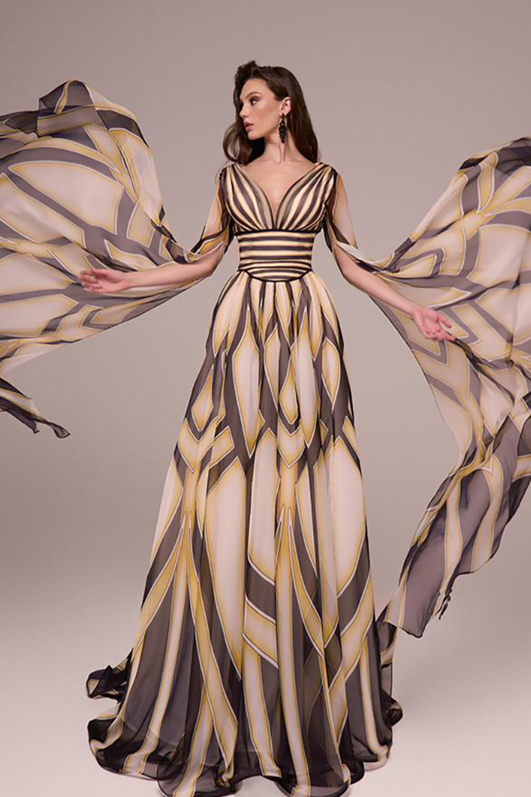 Wrapped Cape-Front A-line Dress