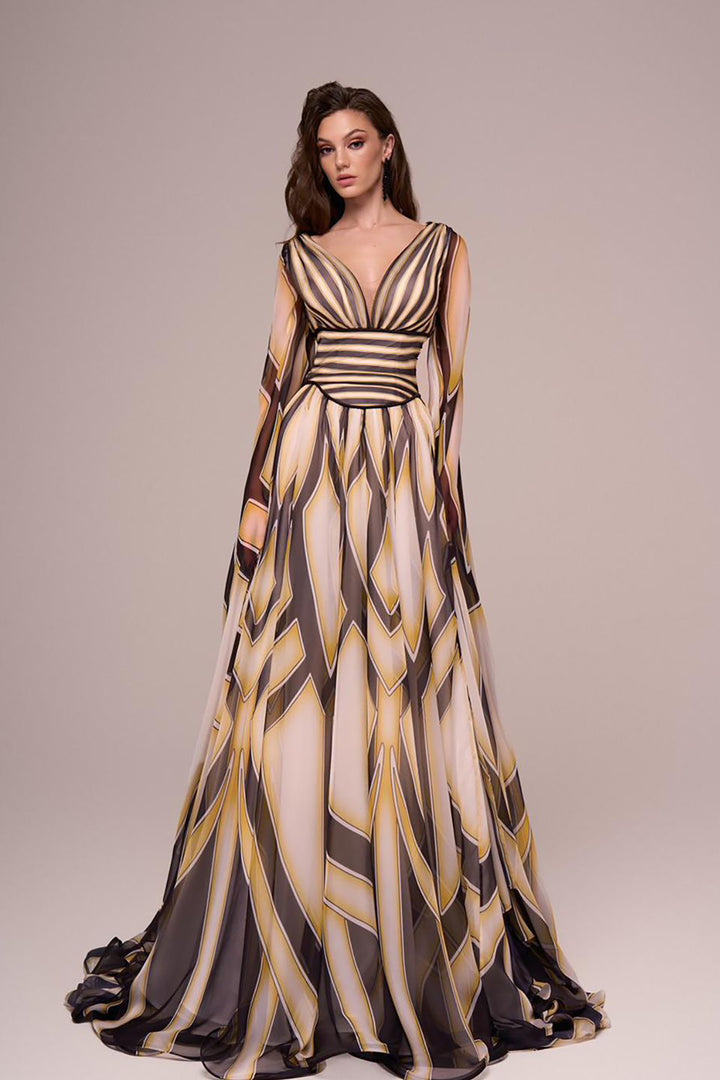 Wrapped Cape-Front A-line Dress