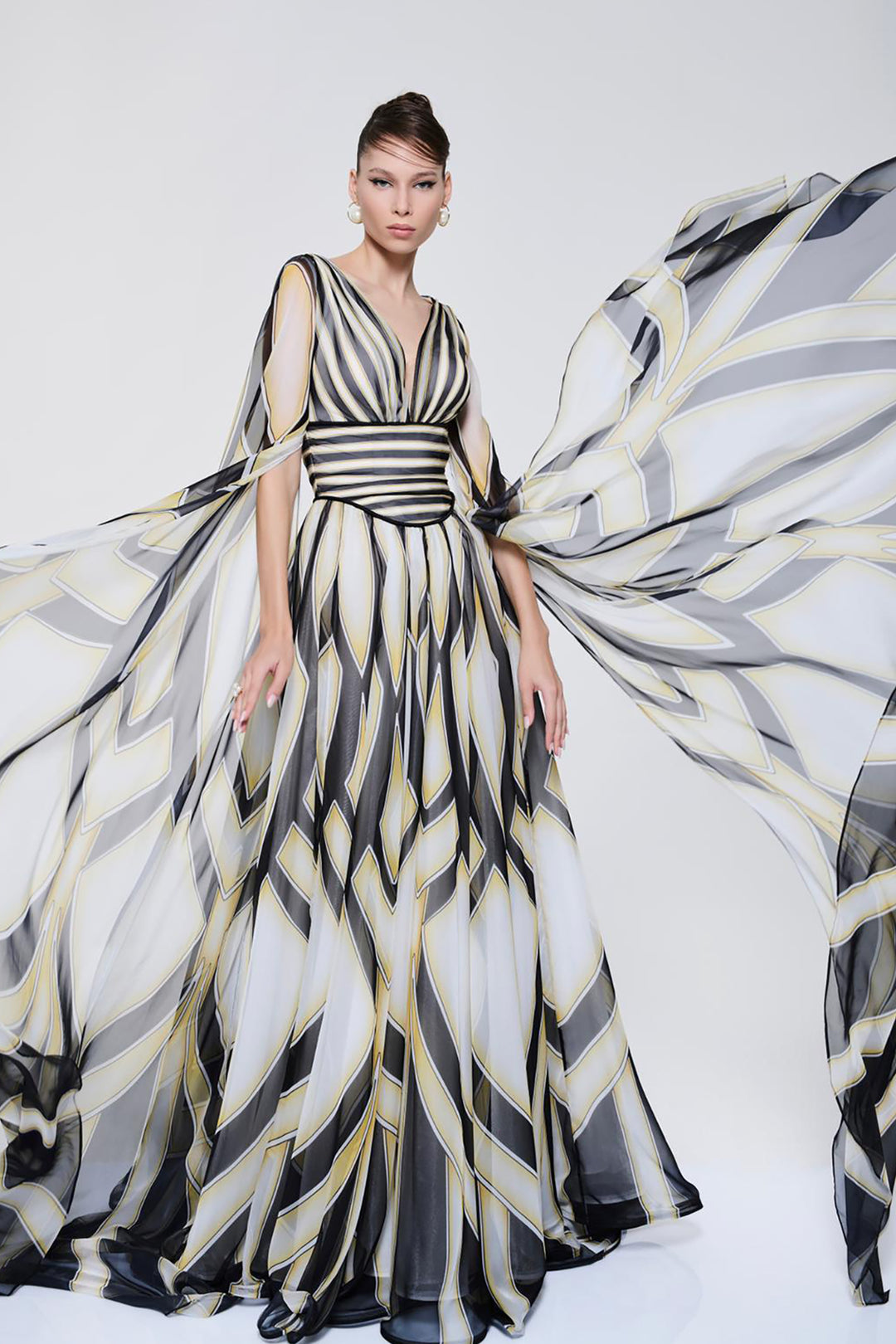 Wrapped Cape-Front A-line Dress