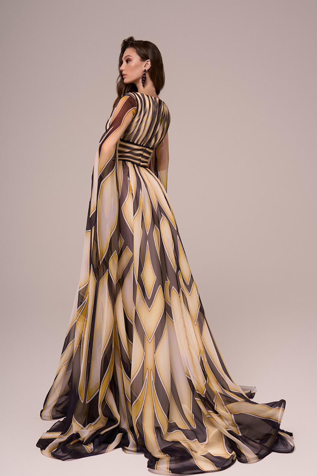 Wrapped Cape-Front A-line Dress