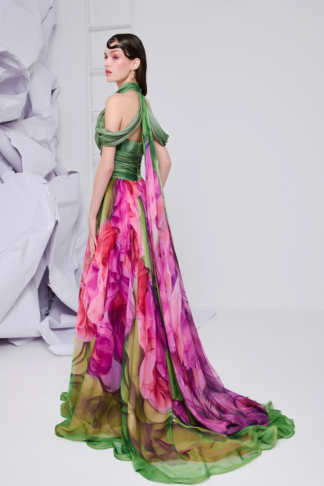 Grecian-Chic Digital Print Dress