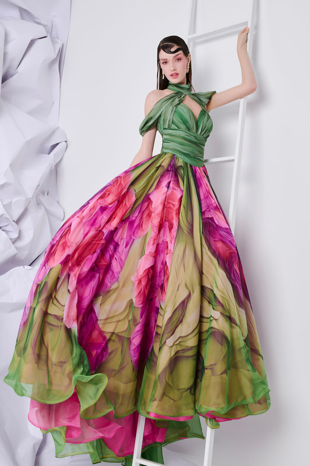 Grecian-Chic Digital Print Dress