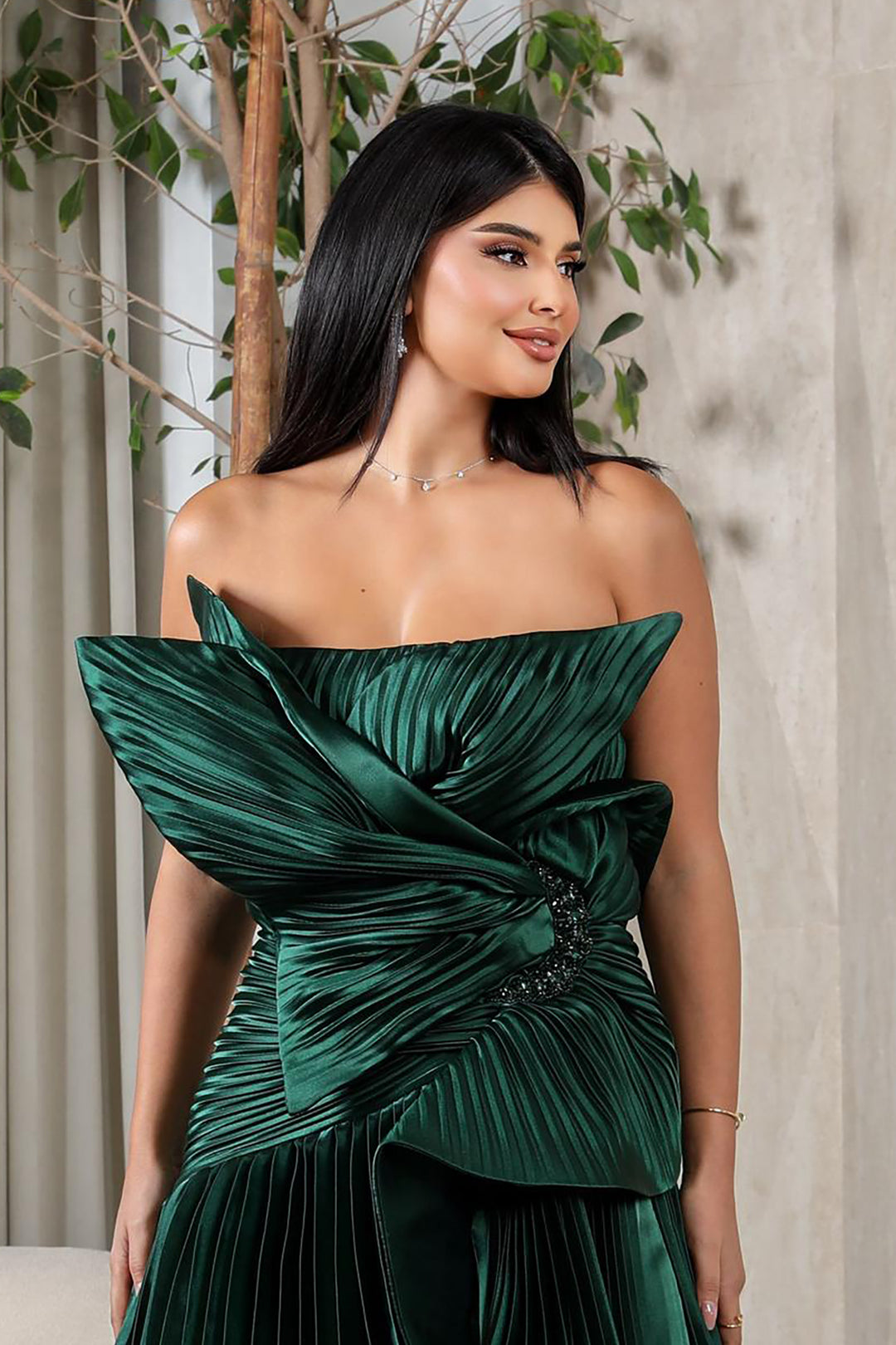 Plissé-Plume Purple Organza Dress