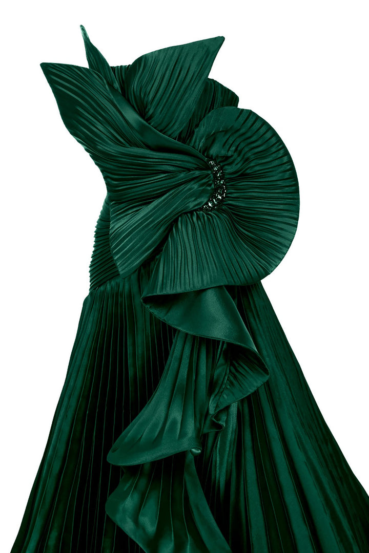 Plissé-Plume Purple Organza Dress