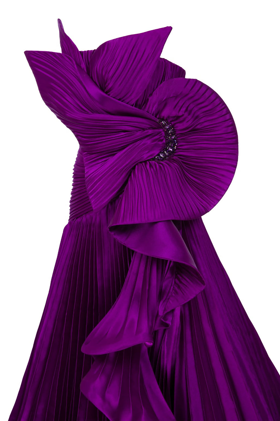 Plissé-Plume Purple Organza Dress