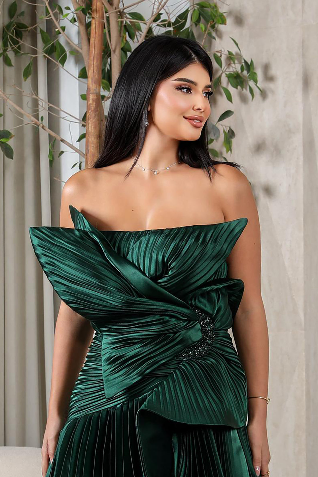 Plissé-Plume Purple Organza Dress