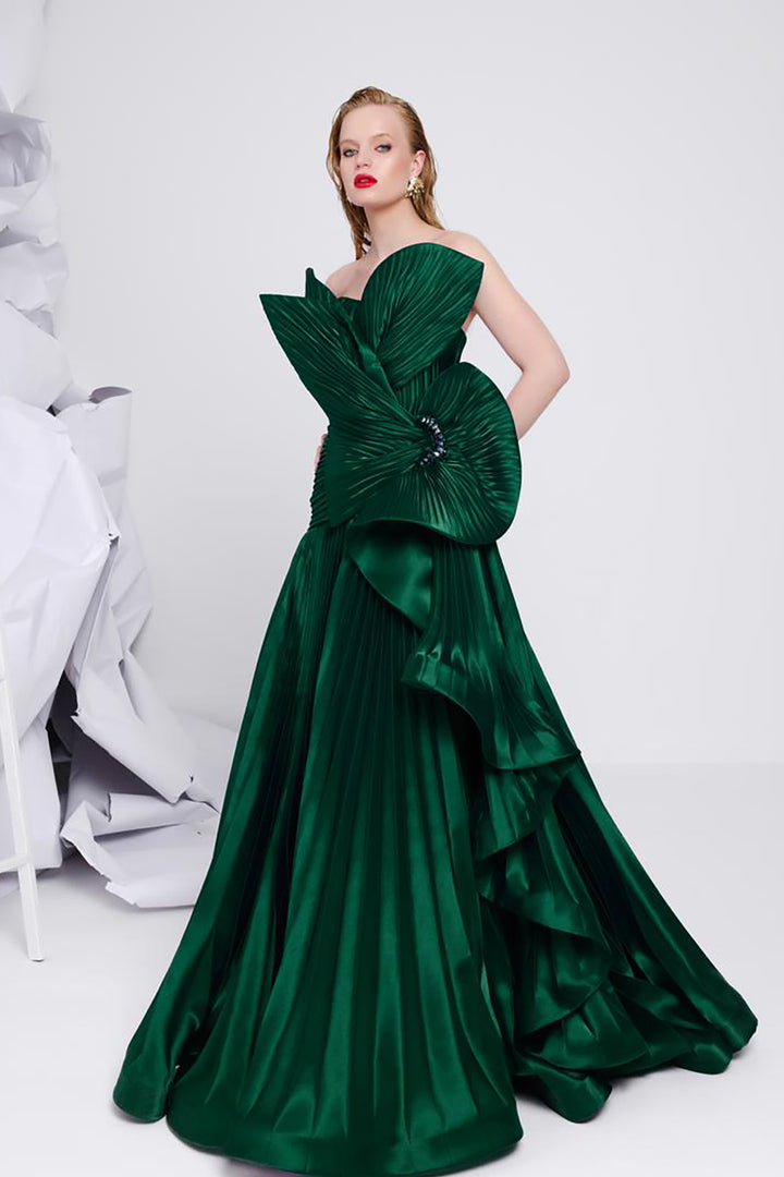 Plissé-Plume Purple Organza Dress