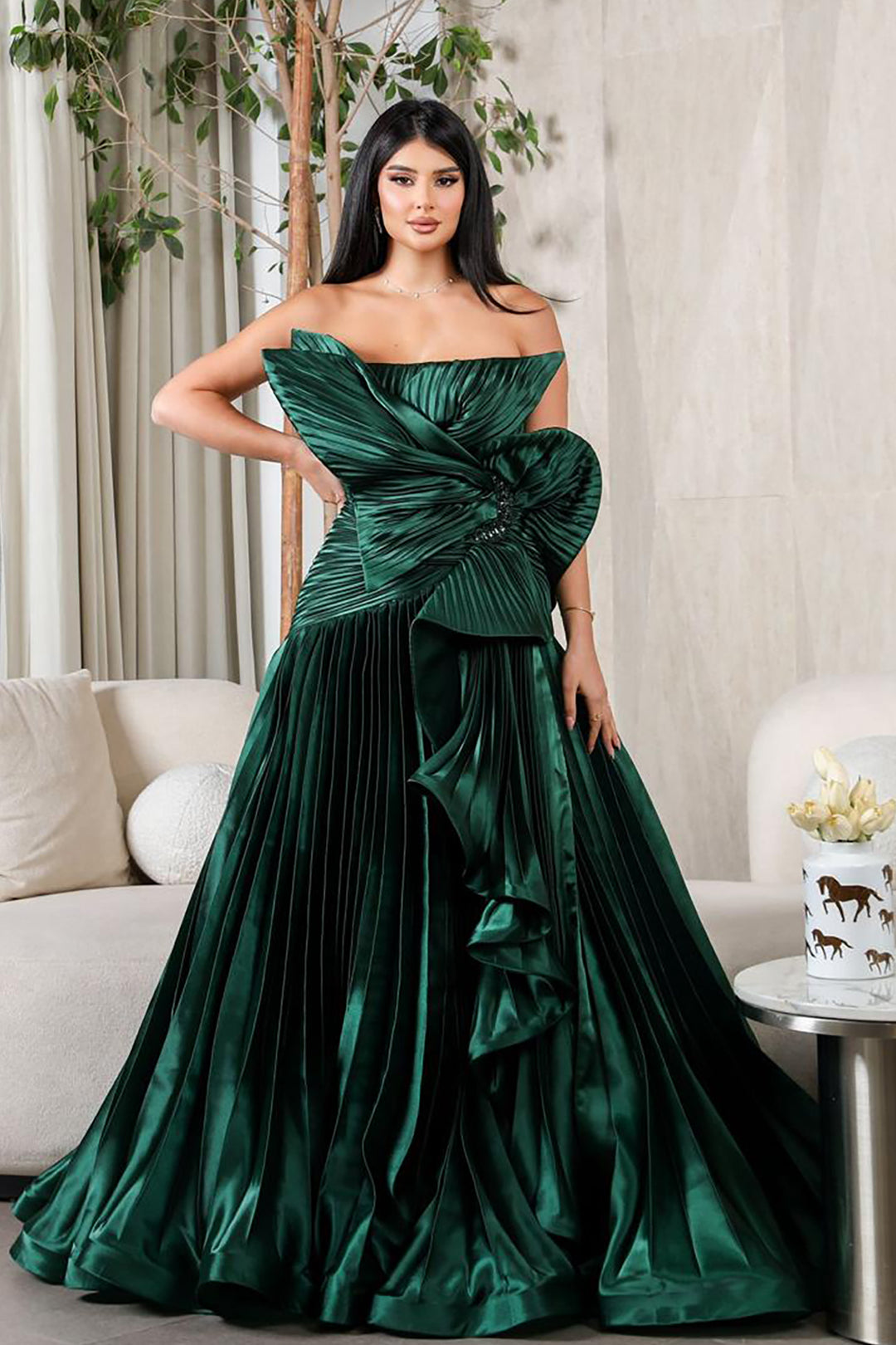 Plissé-Plume Purple Organza Dress