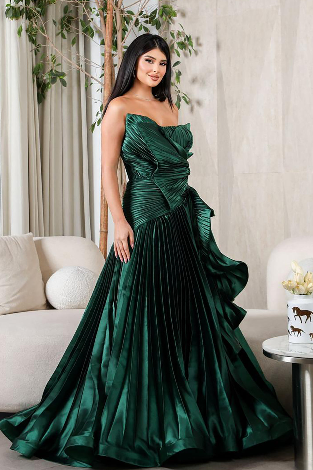 Plissé-Plume Purple Organza Dress