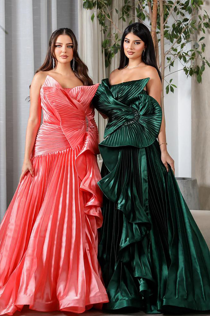 Plissé-Plume Purple Organza Dress