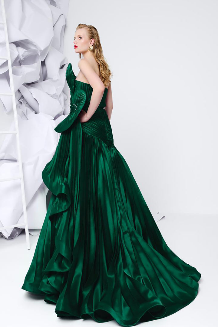 Plissé-Plume Purple Organza Dress