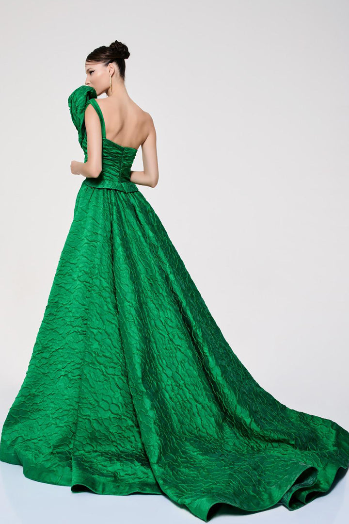 One-Shoulder A-Line Dress with Floral Strap