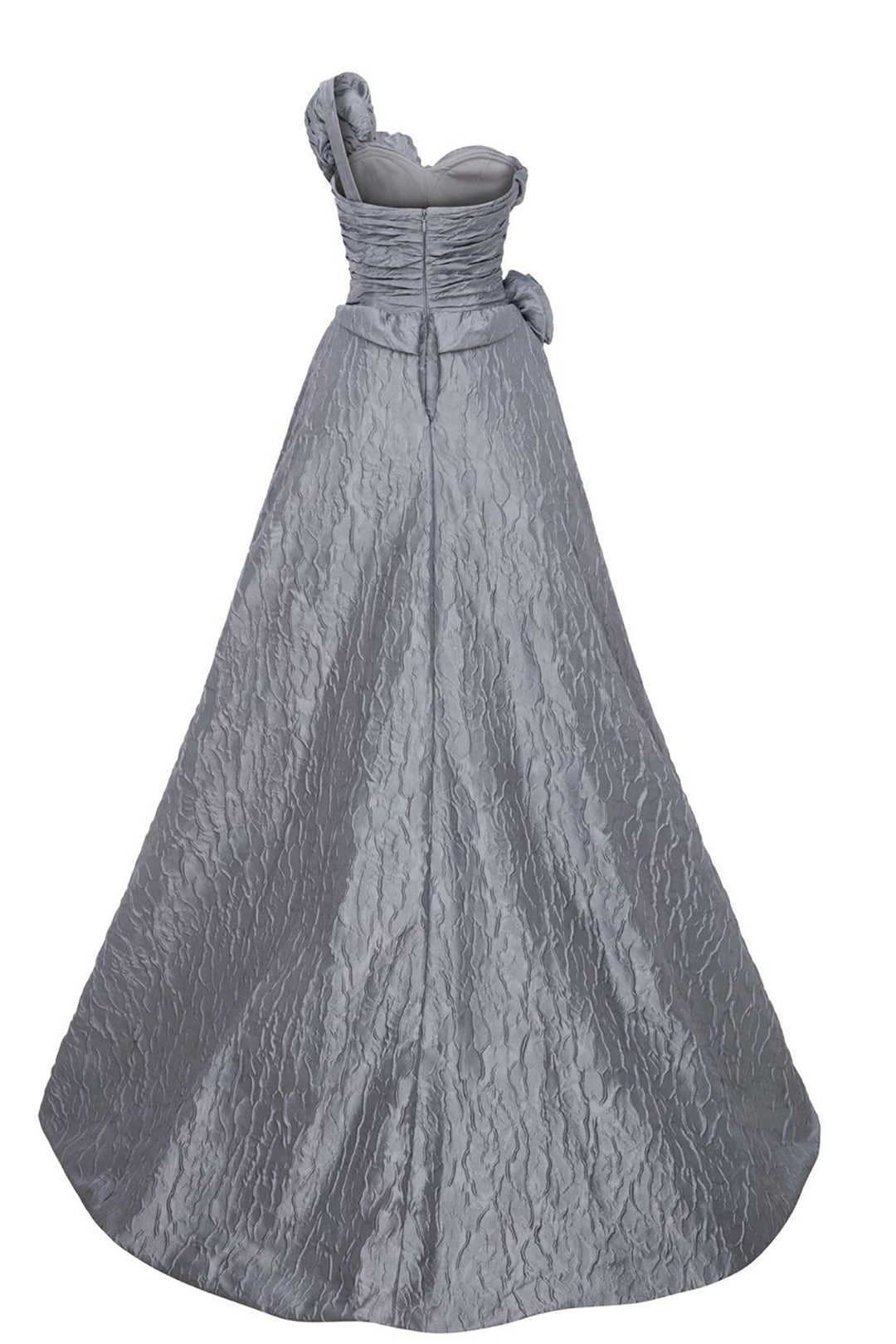 One-Shoulder A-Line Dress with Floral Strap