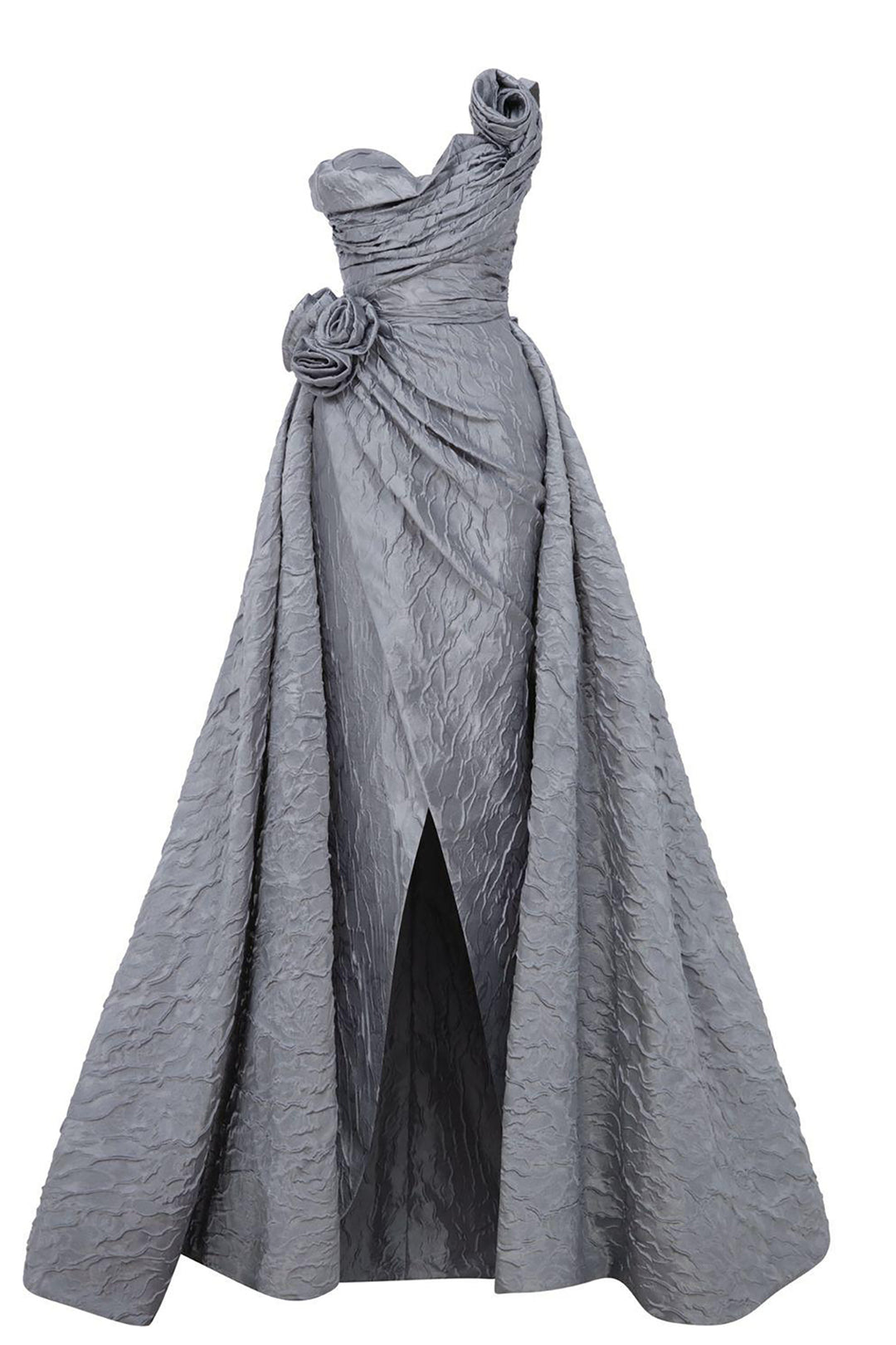 One-Shoulder A-Line Dress with Floral Strap