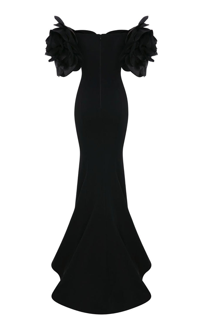 Off-The-Shoulder Column with Ruffled Sleeves