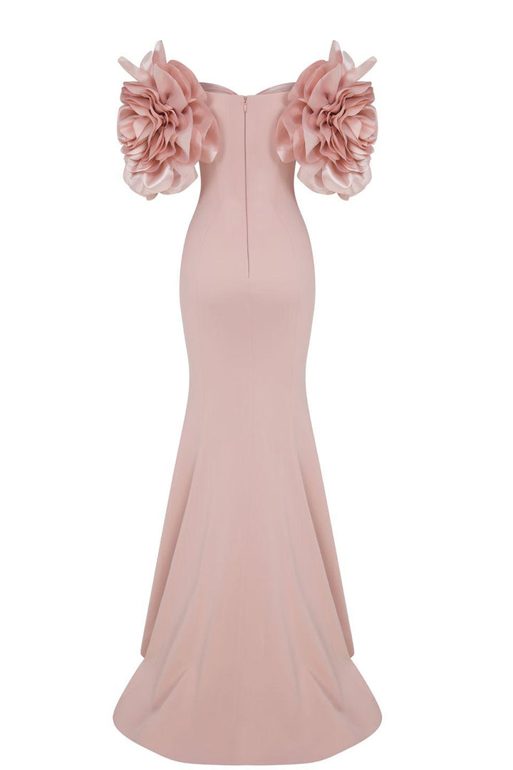 Off-The-Shoulder Column with Ruffled Sleeves