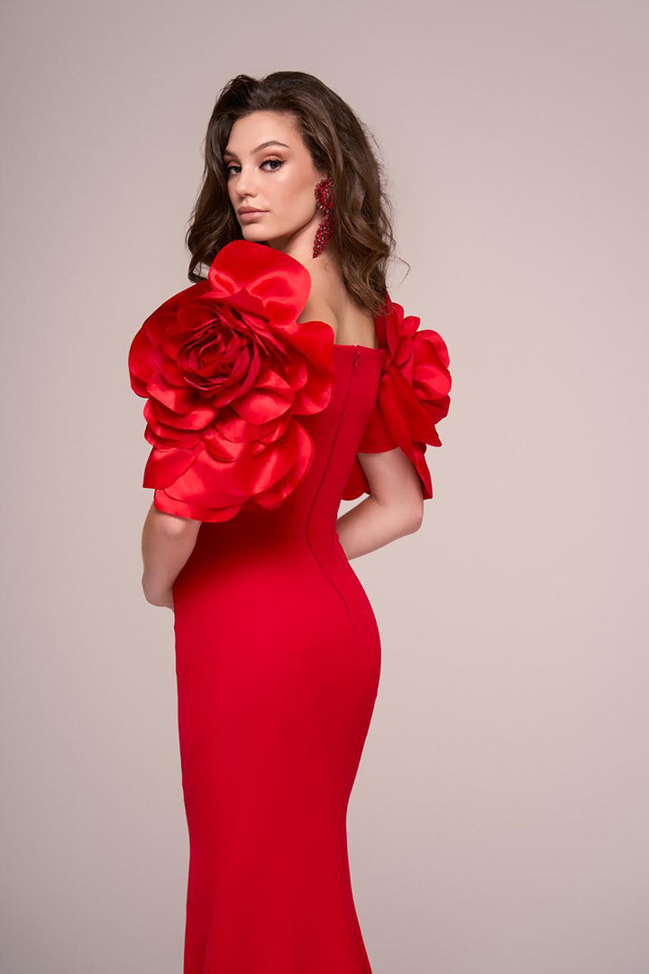 Off-The-Shoulder Column with Ruffled Sleeves