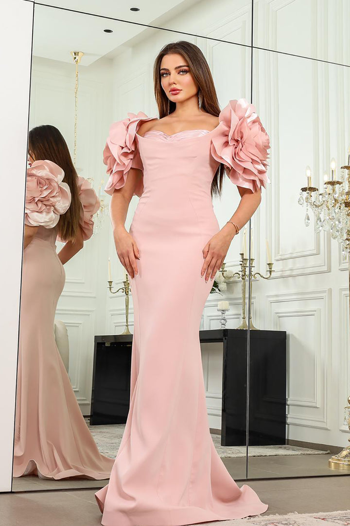 Off-The-Shoulder Column with Ruffled Sleeves