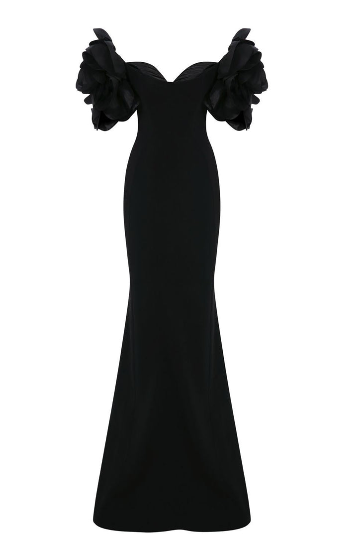 Off-The-Shoulder Column with Ruffled Sleeves