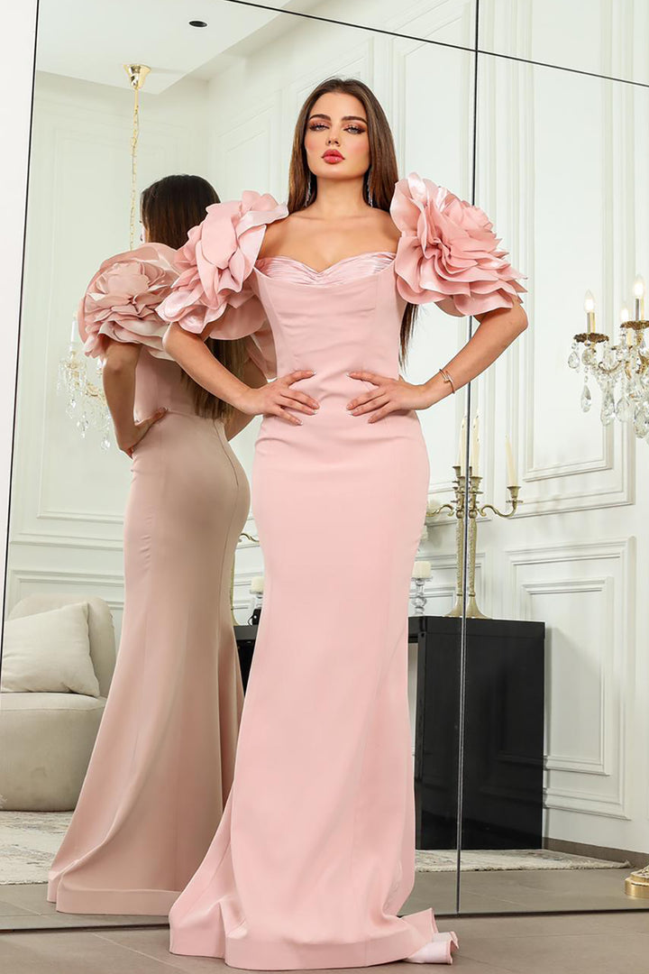 Off-The-Shoulder Column with Ruffled Sleeves