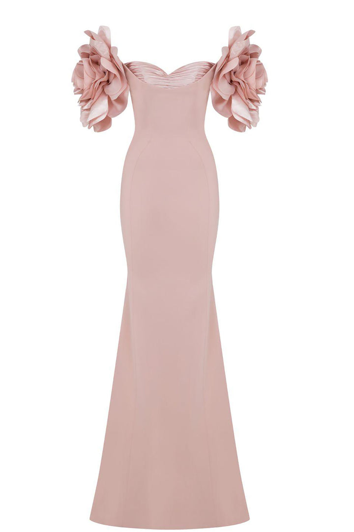 Off-The-Shoulder Column with Ruffled Sleeves