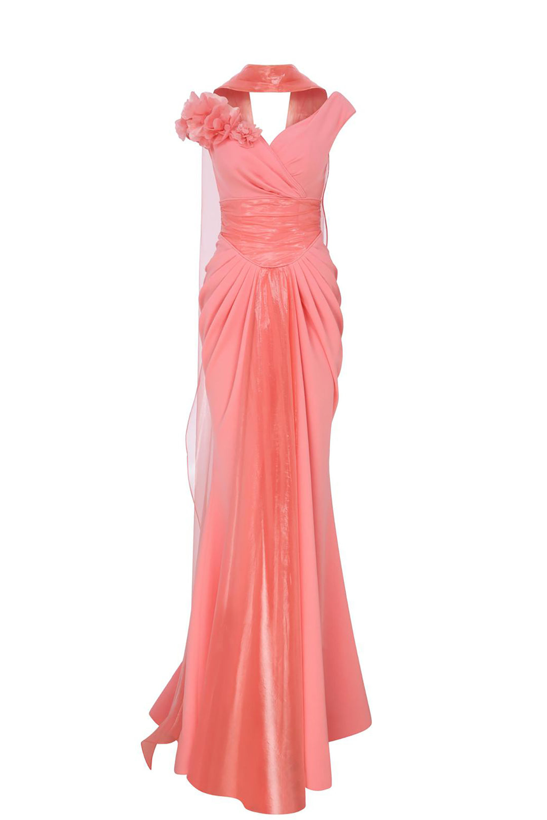 Mermaid Satin Dress with Plunging V-Neckline
