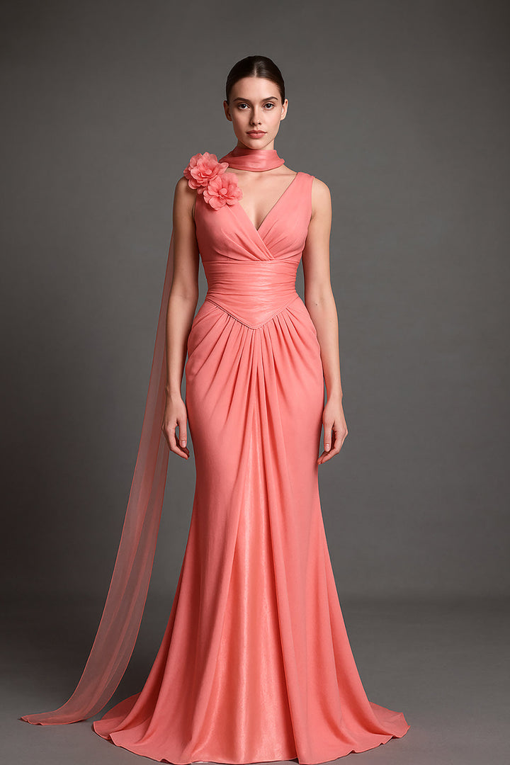 Mermaid Satin Dress with Plunging V-Neckline