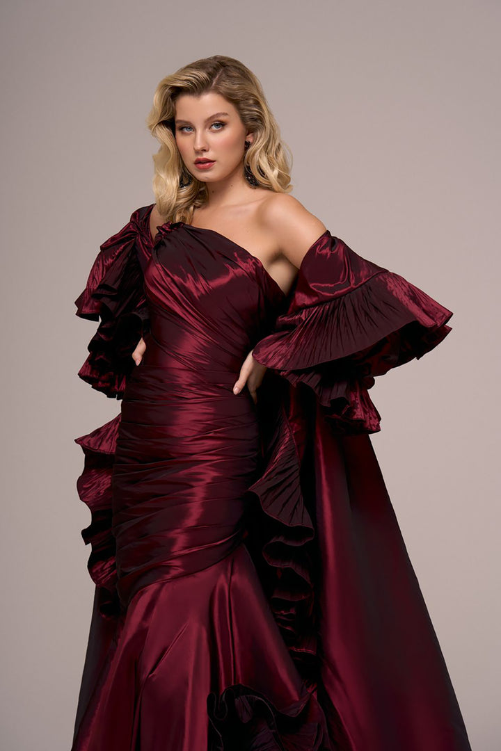 Mermaid Dress with Off-The-Shoulder Cape