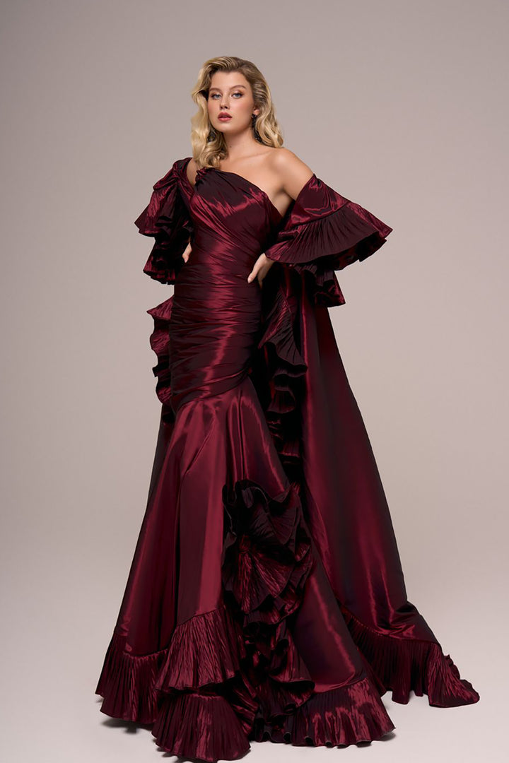 Mermaid Dress with Off-The-Shoulder Cape