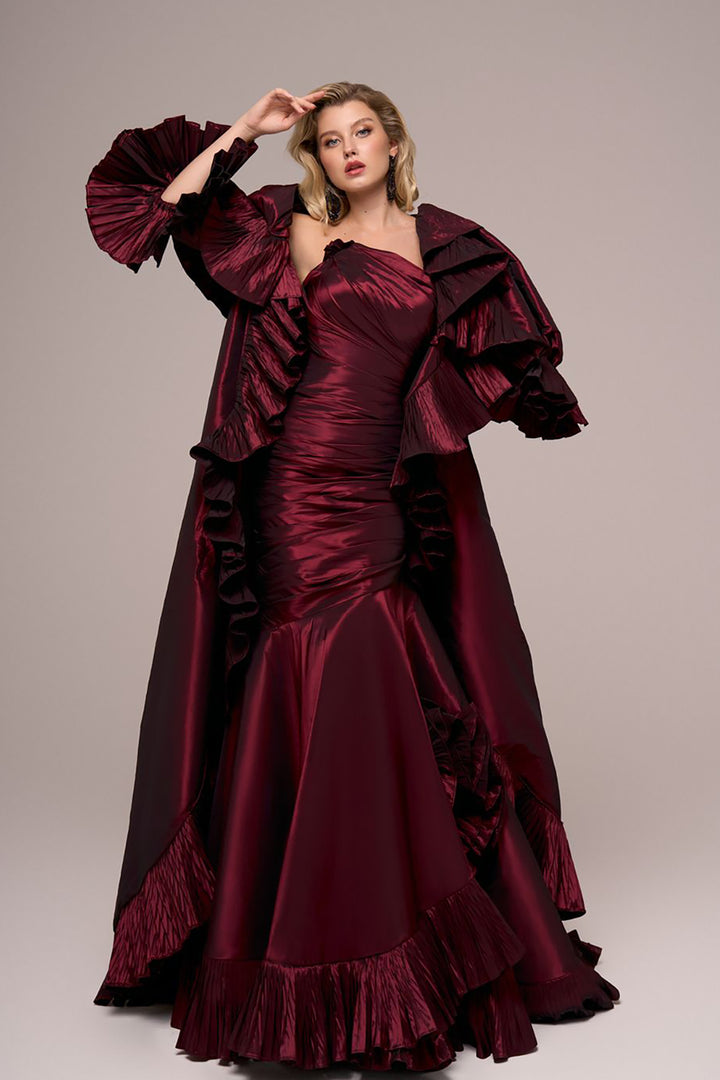 Mermaid Dress with Off-The-Shoulder Cape