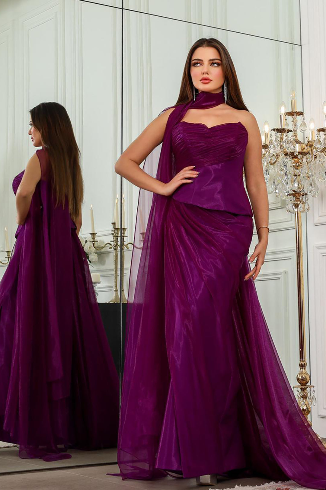 Dress with Cape-Like Train